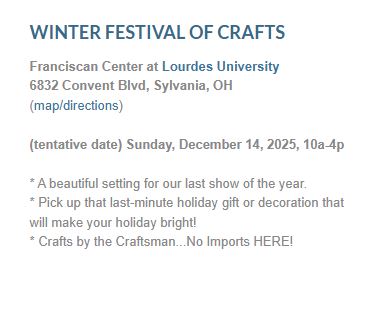 Winter Festival of Crafts 2025 info