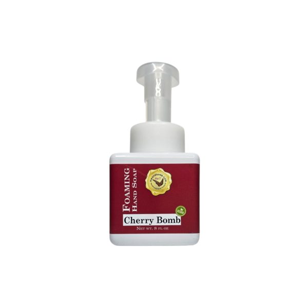 Cherry Bomb Foaming Hand Soap in a white bottle